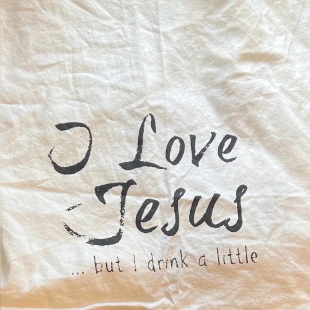 White Graphic “Hang Tight Towel” with Black Text